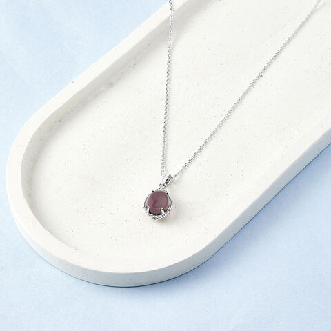 Glossy Glam Silver Pendant & Chain