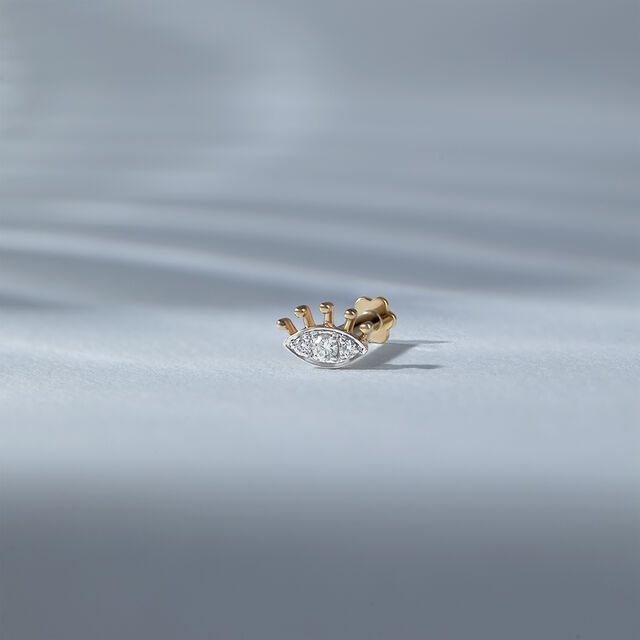 Guardian Eye Gold and Diamond Nose Pin,,hi-res image number null