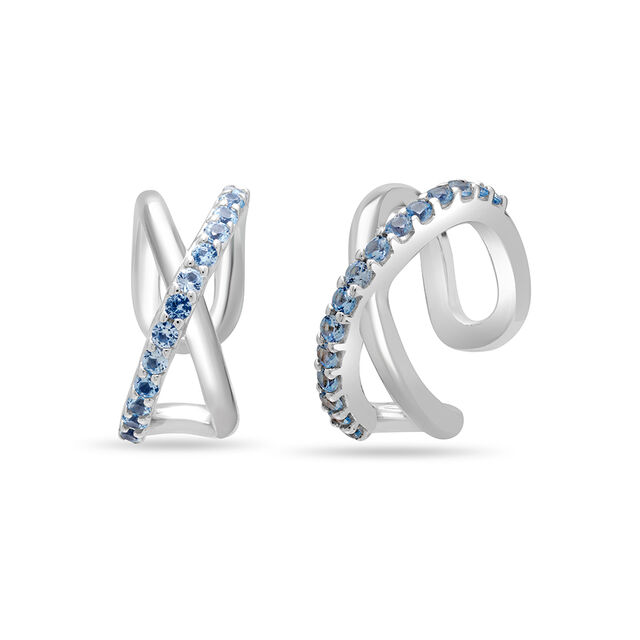 925 Silver Sophisticated Earcuff with Blue Zirconium,,hi-res image number null