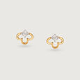 Lucky Clover 14 Kt Gold and Diamond Stud Earrings,,hi-res view 3