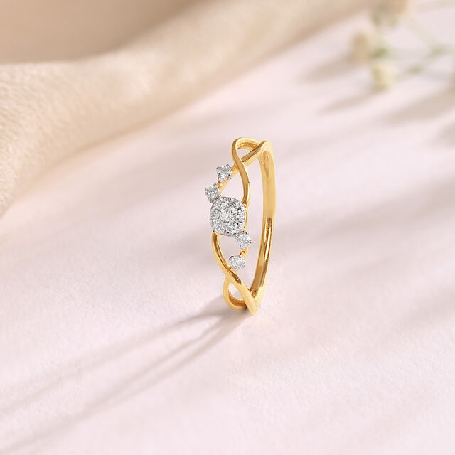 Dancing Vines Gold & Diamond Finger Ring,,hi-res image number null