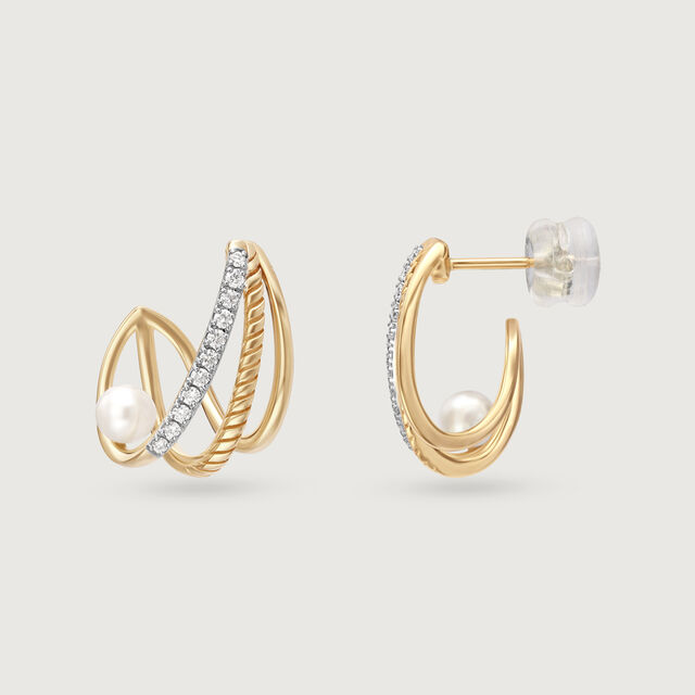 Pearl Planets in Orbit 14KT Hoop Earring,,hi-res image number null