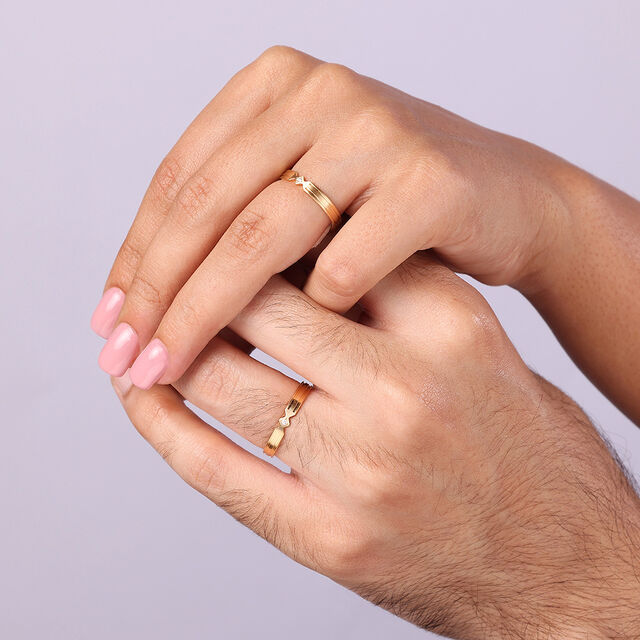 Eternal Love Band 18KT Gold & Diamond Couple Ring-Single Piece,,hi-res image number null