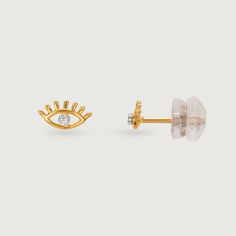 Shimmering Gaze 14 Kt Gold and Diamond Stud Earrings