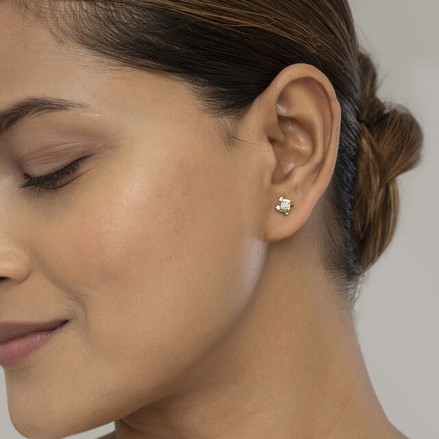 Basketry Radiance Gold and Diamond Stud Earrings,,hi-res image number null