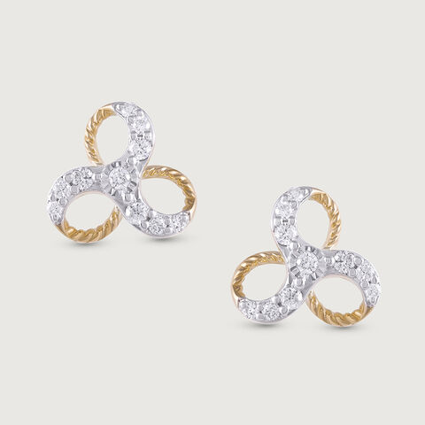 Bold Glimmer Gold & Diamond Stud Earrings