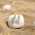 Snowy Gleam Gold & Pearl Hoop Earrings,,hi-res view 1