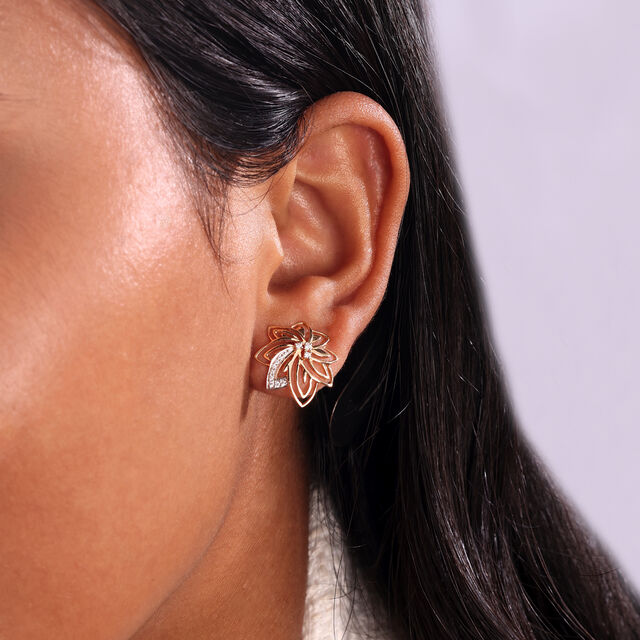 Flourishing Elegance Diamond 14KT Yellow Gold Stud Earrings,,hi-res image number null