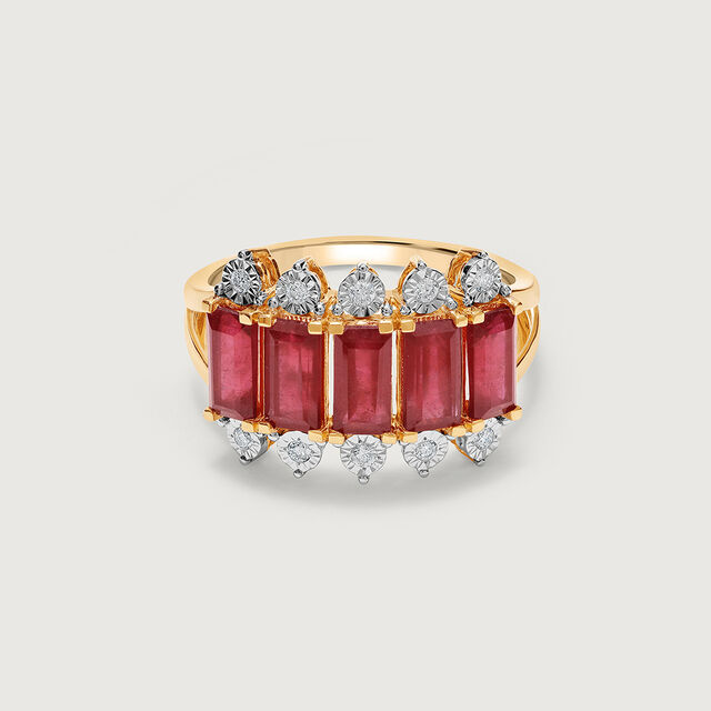 Scarlet Soire 14KT Diamond & Ruby Finger Ring,,hi-res image number null