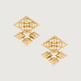 Zigzag Glamorous Gold Stud Earrings,,hi-res view 3