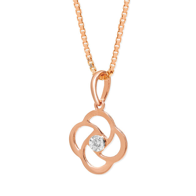 14KT White and Rose Gold Adorable Floral Diamond Pendant,,hi-res image number null