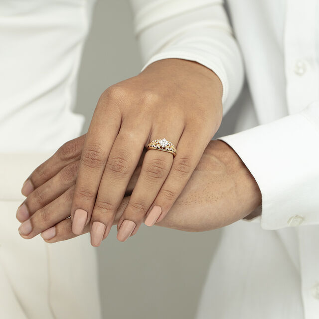 Bling Romance Gold & Diamond Finger Ring,,hi-res image number null