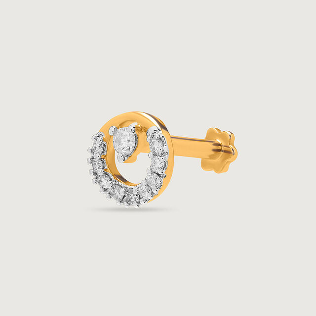 14KT Yellow Gold Diamond Nose Pin,,hi-res image number null