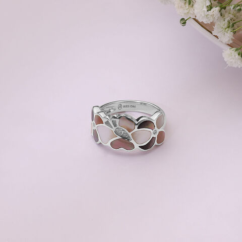 Mother of Pearl Blossom Silver Ring