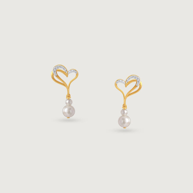 Entwined Love Pearl & Diamond Drop Earrings,,hi-res image number null