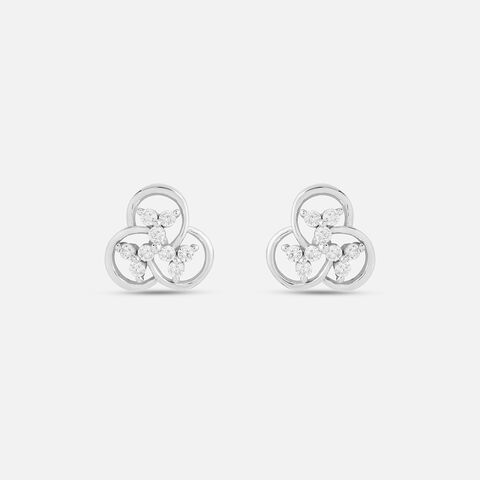 Trinity Of Blossoms Silver Stud Earrings