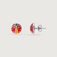 Whimsical Ladybug Silver Stud Earrings,,hi-res view 3