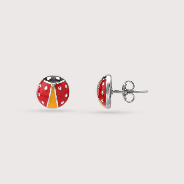 Whimsical Ladybug Silver Stud Earrings,,hi-res image number null