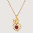Winged Heart 14KT Gold Pink Garnet Pendant,,hi-res view 3