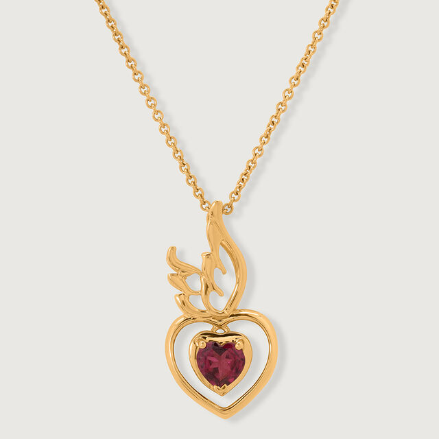 Winged Heart 14KT Gold Pink Garnet Pendant,,hi-res image number null