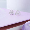 Trinity Of Blossoms Silver Stud Earrings,,hi-res view 1