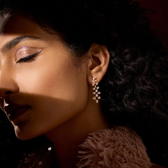 Disco Dream Gold & Diamond Drop Earrings,,hi-res image number null