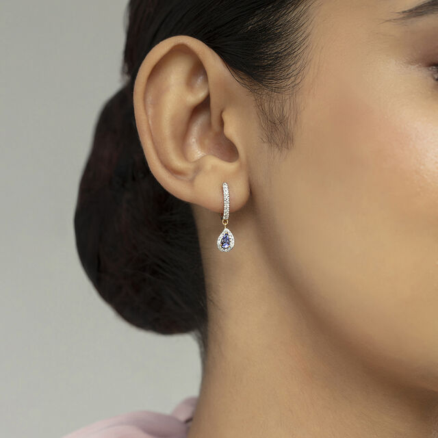 Vibrant Glam Gold & Diamond Hoop Earrings,,hi-res image number null