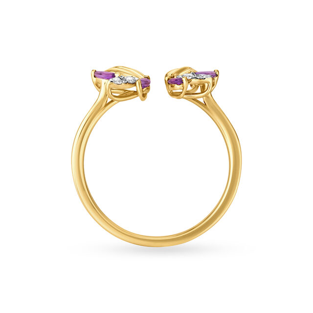 14KT Yellow Gold Floral Finger Ring,,hi-res image number null