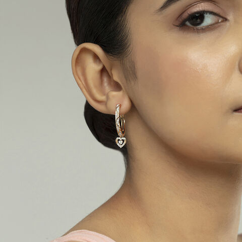 Glowing Heart Gold & Diamond Hoop Earrings