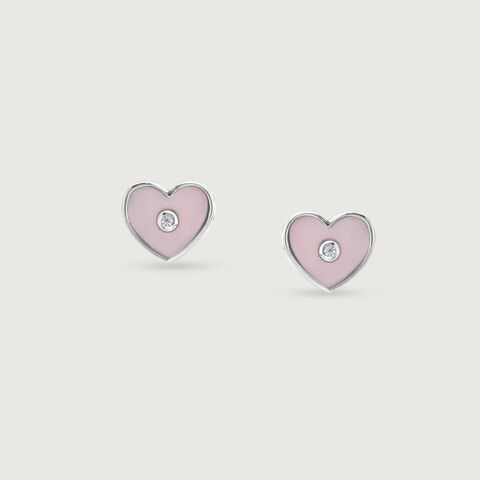 Mother of Pearl Heart Silver Stud Earrings