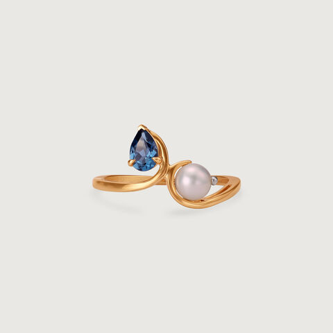 Swirl Spark Pearl & Gold Ring