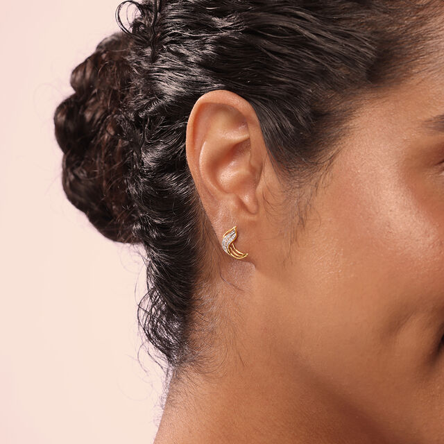 Dancing Breeze 14 Kt Gold & Diamond Stud Earrings,,hi-res image number null