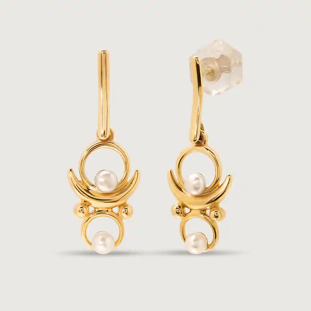 Moon shadow Melody 14KT Pearl Drop Earring,,hi-res image number null