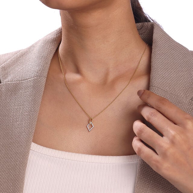 Geometric Frame Gold & Diamond Pendant,,hi-res image number null