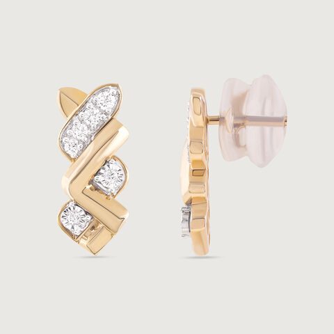 Basketry Spark Gold and Diamond Stud Earrings