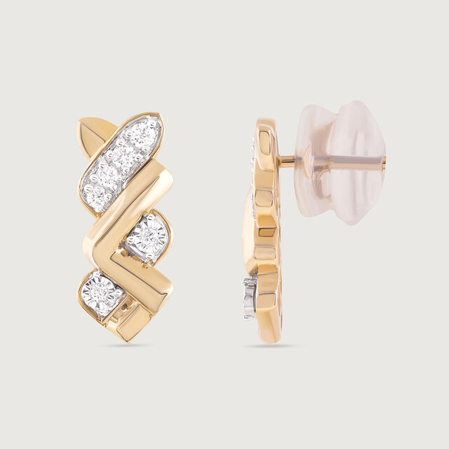 Basketry Spark Gold and Diamond Stud Earrings,,hi-res image number null