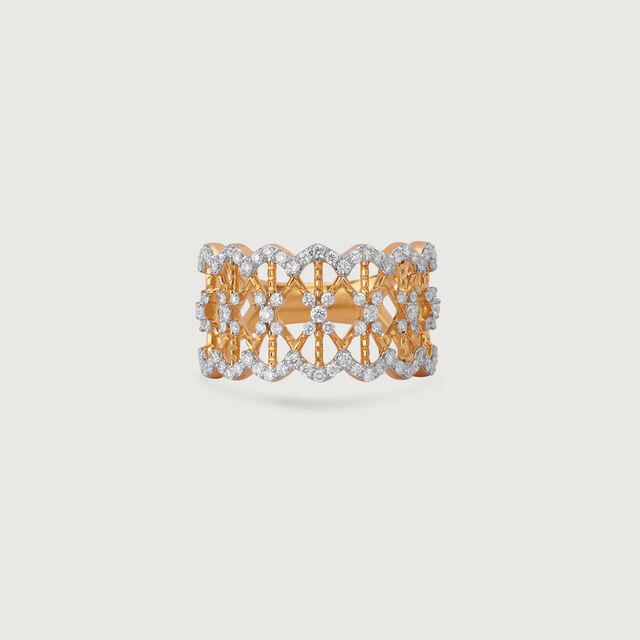 Opulent Mesh Gold & Diamond Finger Ring,,hi-res image number null