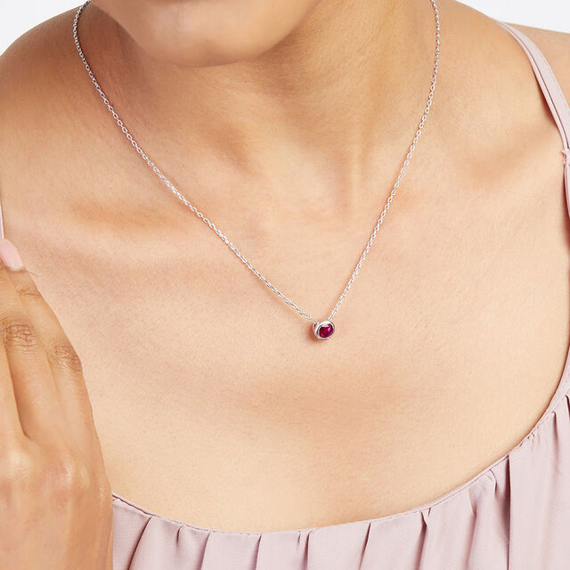 Radiant Ruby Silver Necklace,,hi-res image number null