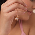 Dazzling Heart 14KT Rose & White Gold Diamond Pendant with Chain,,hi-res view 2