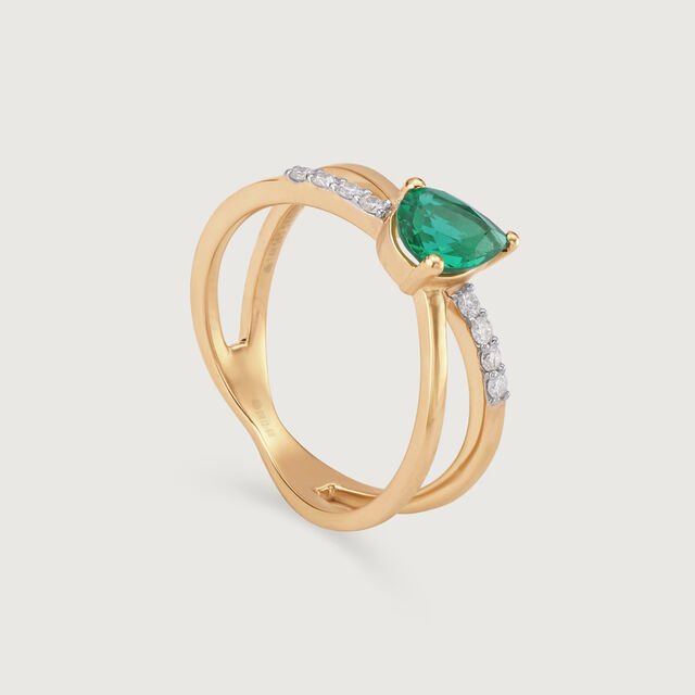 Verdant Radiance 14KT Gold & Diamond Ring,,hi-res image number null