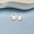 Stunning Pearl Silver Stud Earrings,,hi-res view 1