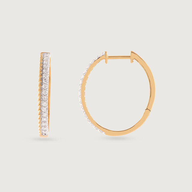 Sculpted Shine Gold & Diamond Hoop Earrings,,hi-res image number null