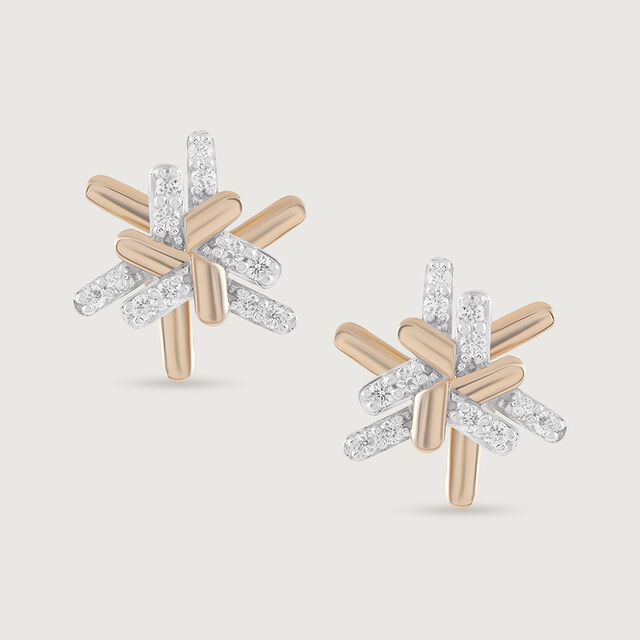 Basketry Shine Gold and Diamond Stud Earrings,,hi-res image number null
