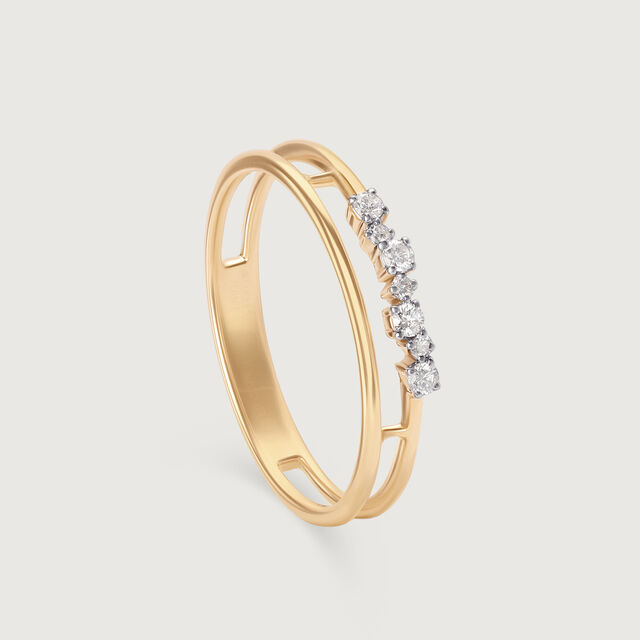 Sleek Splendour 14KT Gold & Diamond Finger Ring,,hi-res image number null