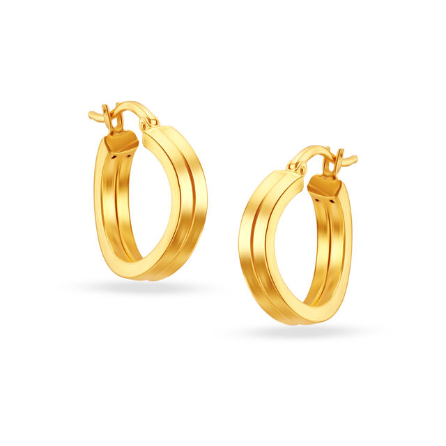 22KT Yellow Gold Subtle Glamorous Hoop Earrings,,hi-res image number null