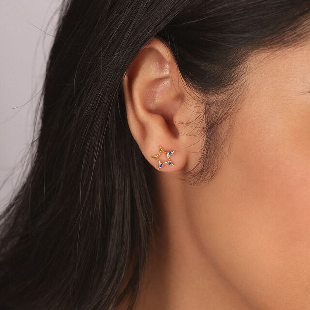 Luminous Brilliance Blue Sapphire 14KT Stud Earrings,,hi-res image number null