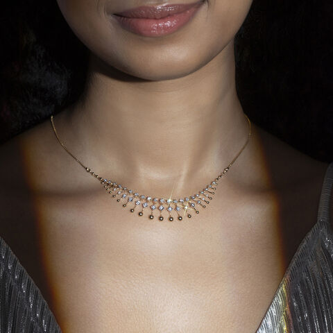 Retro Diva Gold & Diamond Necklace
