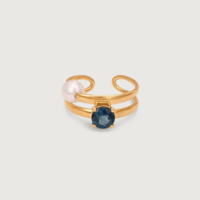 Aqua Cool Pearl & Gold Ear Cuff,,hi-res image number null