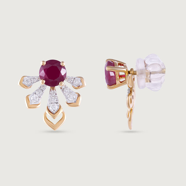 Radiant Spiral Ruby & Diamond Stud Earrings,,hi-res image number null