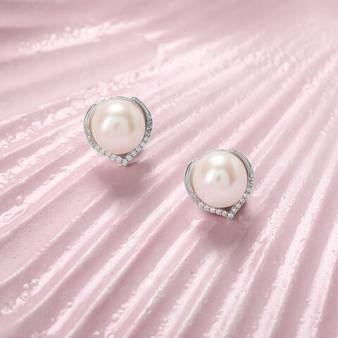 Sparkling Pearl Silver Drop Earrings